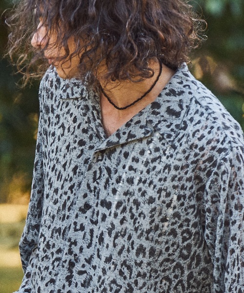 CASPER JOHN（キャスパージョン）の「Leopard knit shirts/レオパードニットシャツ（シャツ/ブラウス・メンズ・サックスブルー/ベージュ・SMALL/MEDIUM/LARGE/X-SMALL）」の4枚目の写真