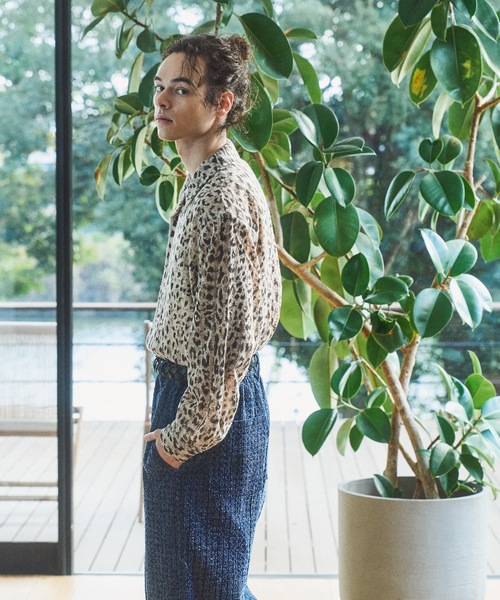 CASPER JOHN（キャスパージョン）の「Leopard knit shirts/レオパードニットシャツ（シャツ/ブラウス・メンズ・サックスブルー/ベージュ・SMALL/MEDIUM/LARGE/X-SMALL）」の9枚目の写真
