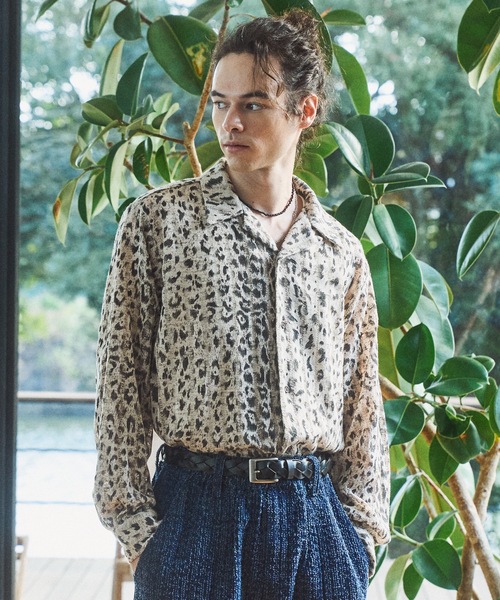CASPER JOHN（キャスパージョン）の「Leopard knit shirts/レオパードニットシャツ（シャツ/ブラウス・メンズ・サックスブルー/ベージュ・SMALL/MEDIUM/LARGE/X-SMALL）」の8枚目の写真
