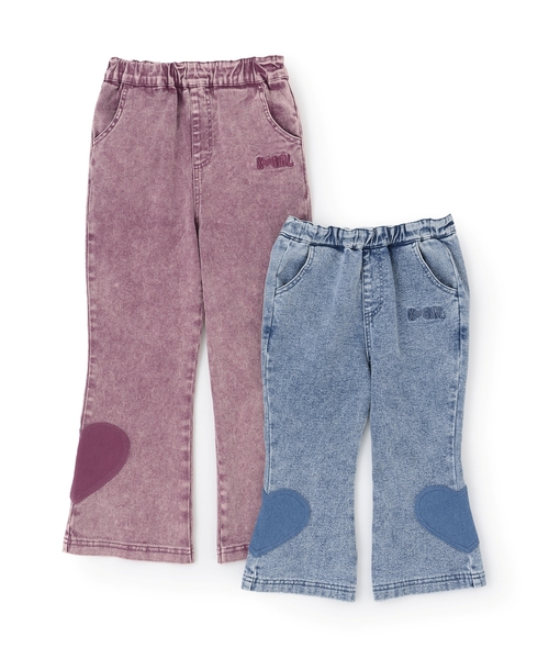 X-girl Stages（エックスガールステージス）の「サイドハートモチーフフレアパンツ（デニムパンツ・キッズ・ピンク/ブルー・140cm/120cm/100cm/90cm/110cm/130cm）」の16枚目の写真