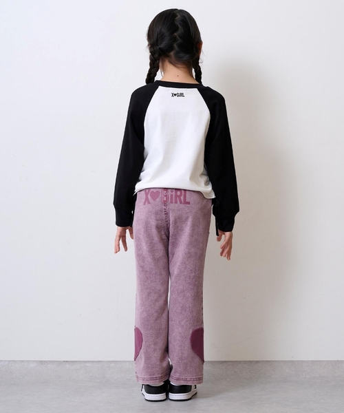 X-girl Stages（エックスガールステージス）の「サイドハートモチーフフレアパンツ（デニムパンツ・キッズ・ピンク/ブルー・140cm/120cm/100cm/90cm/110cm/130cm）」の5枚目の写真