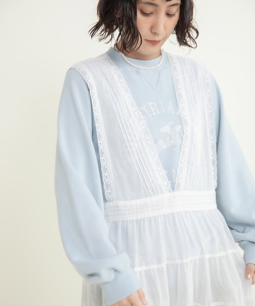 Dot＆Stripes CHILD WOMAN（ドットアンドストライプス　チャイルドウーマン）の「80ボイル レースピンタック ティアードワンピース（ワンピース・レディース・ホワイト・FREE）」の5枚目の写真