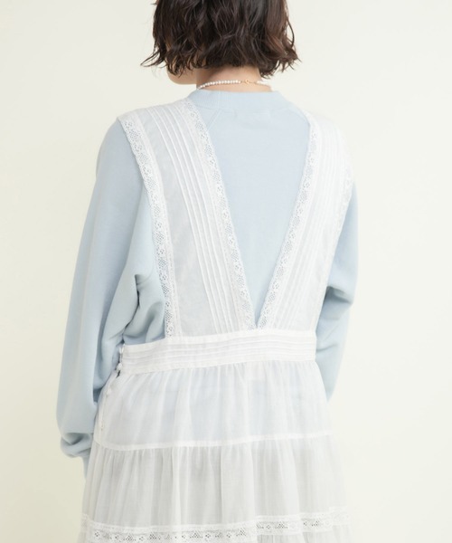 Dot＆Stripes CHILD WOMAN（ドットアンドストライプス　チャイルドウーマン）の「80ボイル レースピンタック ティアードワンピース（ワンピース・レディース・ホワイト・FREE）」の6枚目の写真