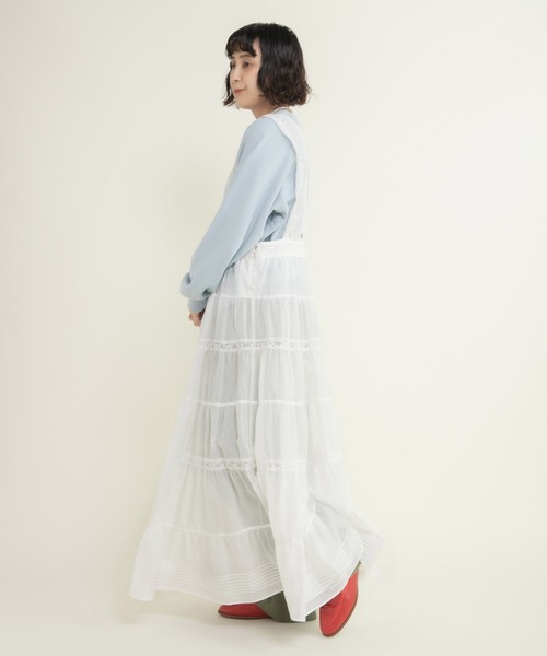 Dot＆Stripes CHILD WOMAN（ドットアンドストライプス　チャイルドウーマン）の「80ボイル レースピンタック ティアードワンピース（ワンピース・レディース・ホワイト・FREE）」の3枚目の写真