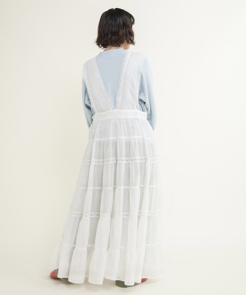 Dot＆Stripes CHILD WOMAN（ドットアンドストライプス　チャイルドウーマン）の「80ボイル レースピンタック ティアードワンピース（ワンピース・レディース・ホワイト・FREE）」の4枚目の写真