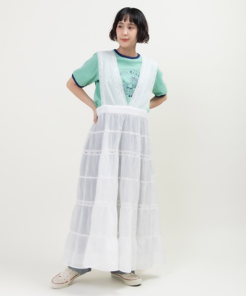 Dot＆Stripes CHILD WOMAN（ドットアンドストライプス　チャイルドウーマン）の「80ボイル レースピンタック ティアードワンピース（ワンピース・レディース・ホワイト・FREE）」の10枚目の写真