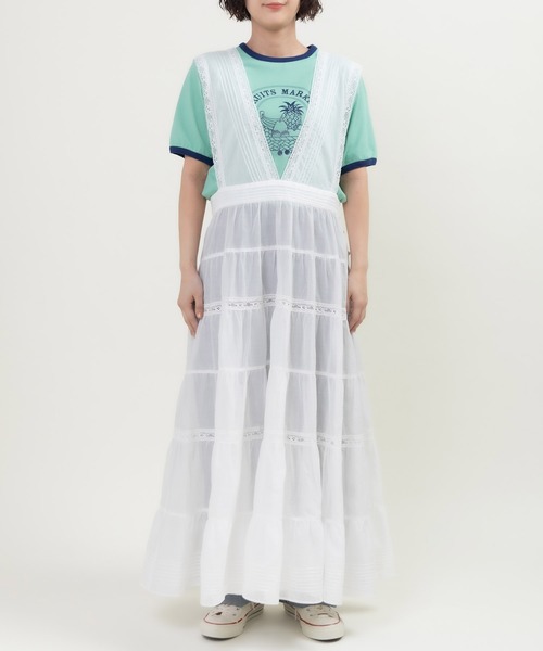 Dot＆Stripes CHILD WOMAN（ドットアンドストライプス　チャイルドウーマン）の「80ボイル レースピンタック ティアードワンピース（ワンピース・レディース・ホワイト・FREE）」の16枚目の写真