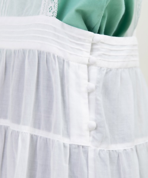 Dot＆Stripes CHILD WOMAN（ドットアンドストライプス　チャイルドウーマン）の「80ボイル レースピンタック ティアードワンピース（ワンピース・レディース・ホワイト・FREE）」の22枚目の写真