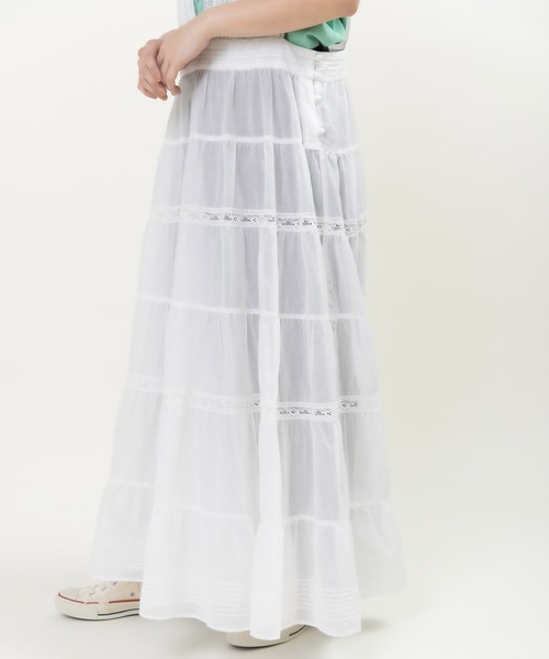 Dot＆Stripes CHILD WOMAN（ドットアンドストライプス　チャイルドウーマン）の「80ボイル レースピンタック ティアードワンピース（ワンピース・レディース・ホワイト・FREE）」の14枚目の写真