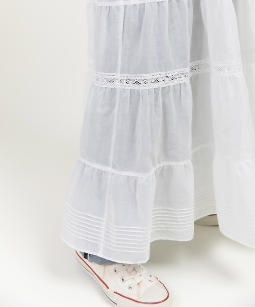 Dot＆Stripes CHILD WOMAN（ドットアンドストライプス　チャイルドウーマン）の「80ボイル レースピンタック ティアードワンピース（ワンピース・レディース・ホワイト・FREE）」の15枚目の写真