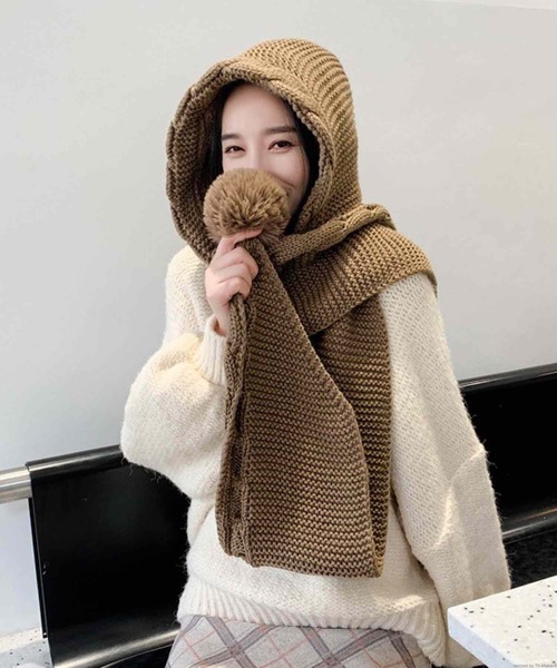 TONE SELECT GOODS(トーンセレクトグッズ)の「pur chouchou/ニット バラクラバ マフラー P4522(マフラー・レディース・ブラウン/ブラック・FREE)」の5枚目の写真