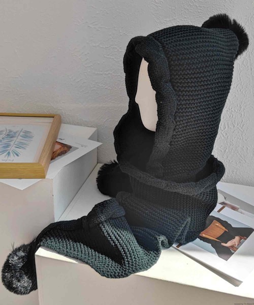 TONE SELECT GOODS(トーンセレクトグッズ)の「pur chouchou/ニット バラクラバ マフラー P4522(マフラー・レディース・ブラウン/ブラック・FREE)」の3枚目の写真