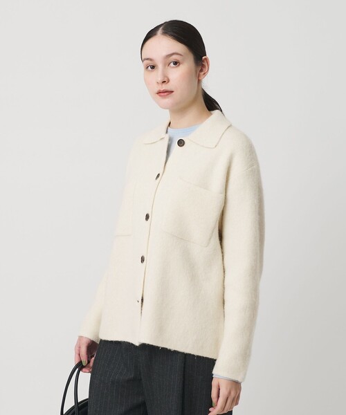 BEAUTY&YOUTH UNITED ARROWS（ビューティーアンドユースユナイテッドアローズ）の「チャイニーズラクーンブレンド ポケット シャツカーディガン（カーディガン/ボレロ・レディース・ダークグレー/グレー系/オフホワイト・FREE）」の8枚目の写真