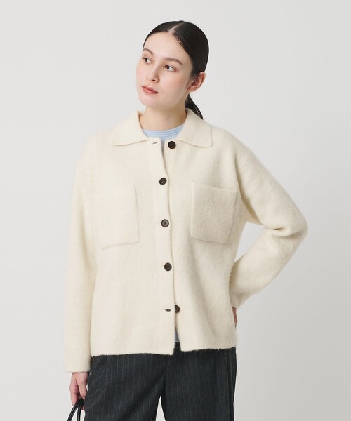 BEAUTY&YOUTH UNITED ARROWS（ビューティーアンドユースユナイテッドアローズ）の「チャイニーズラクーンブレンド ポケット シャツカーディガン（カーディガン/ボレロ・レディース・ダークグレー/グレー系/オフホワイト・FREE）」の9枚目の写真