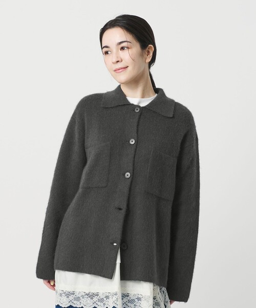 BEAUTY&YOUTH UNITED ARROWS（ビューティーアンドユースユナイテッドアローズ）の「チャイニーズラクーンブレンド ポケット シャツカーディガン（カーディガン/ボレロ・レディース・ダークグレー/グレー系/オフホワイト・FREE）」の11枚目の写真