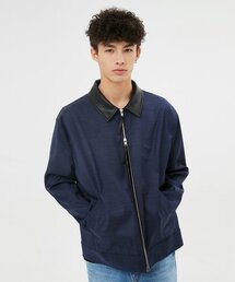 MOONSUN（ムーンサン）の「UNISEX, Leather Collar 2-Way Zip Shirt Jacket / Navy（その他アウター）」