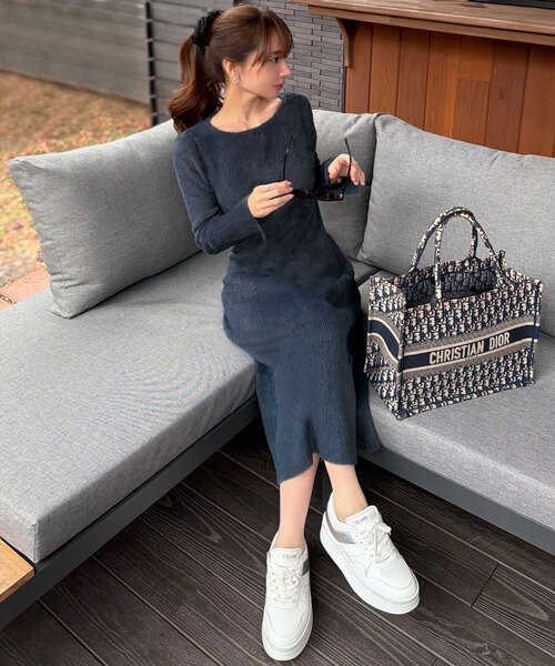 岡部あゆみさんコラボ ]シャギーニットワンピース（ワンピース）｜KOBE
