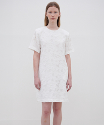 Flower-jacqaurd Mini Dress - Off White