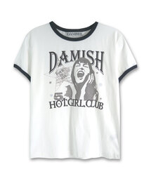 ホットガールクラブリンガーTシャツ_チャコール