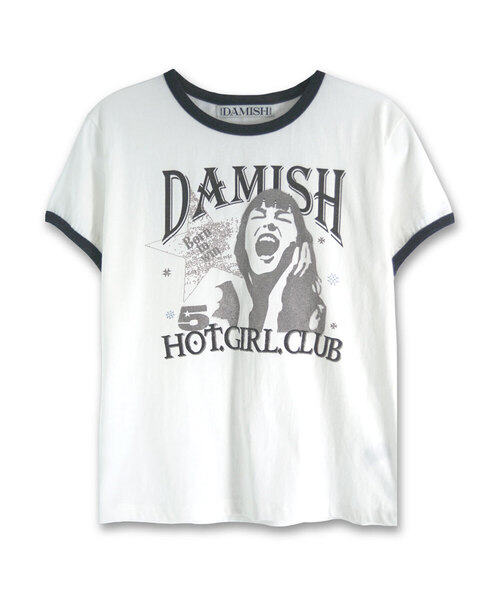 DAMISH(ダミシュ)の「ホットガールクラブリンガーTシャツ_チャコール(Tシャツ/カットソー・レディース・チャコール・MEDIUM/SMALL)」の1枚目の写真