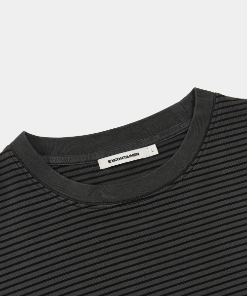 EXCONTAINER(エックスコンテナ)の「ヴィンテージピグメントストライプロングスリーブ(チャコール)(Tシャツ/カットソー・メンズ・その他・MEDIUM/LARGE/X-LARGE)」の2枚目の写真