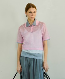 Layered Sheer Knit Polo/レイヤードシアーニットポロ