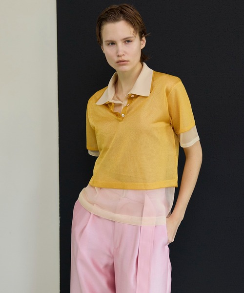 Layered Sheer Knit Polo/レイヤードシアーニットポロ（ポロシャツ