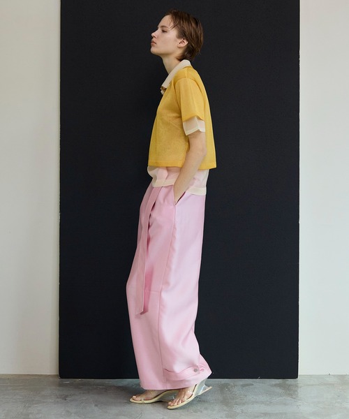 MAISON SPECIAL(メゾンスペシャル)の「Layered Sheer Knit Polo/レイヤードシアーニットポロ(ポロシャツ・レディース・ブラウン/ピンク/オレンジ・FREE)」の4枚目の写真