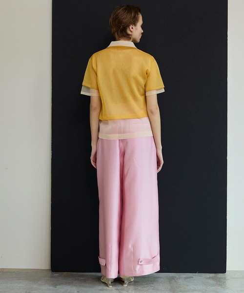 MAISON SPECIAL(メゾンスペシャル)の「Layered Sheer Knit Polo/レイヤードシアーニットポロ(ポロシャツ・レディース・ブラウン/ピンク/オレンジ・FREE)」の6枚目の写真