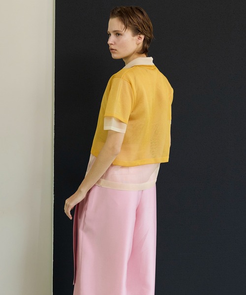 MAISON SPECIAL(メゾンスペシャル)の「Layered Sheer Knit Polo/レイヤードシアーニットポロ(ポロシャツ・レディース・ブラウン/ピンク/オレンジ・FREE)」の8枚目の写真