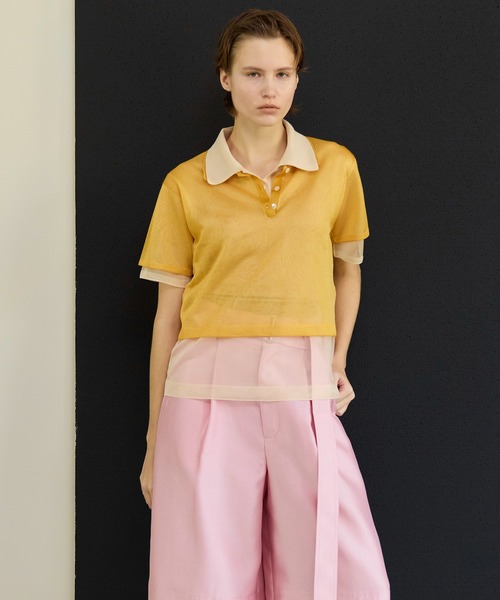 ★maison special シアーニットポロワンピース メゾンスペシャル Sheer Knit Polo Shirt Maxidresses/シアーニットポロワンピース