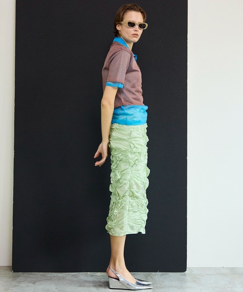 MAISON SPECIAL(メゾンスペシャル)の「Layered Sheer Knit Polo/レイヤードシアーニットポロ(ポロシャツ・レディース・ブラウン/ピンク/オレンジ・FREE)」の21枚目の写真