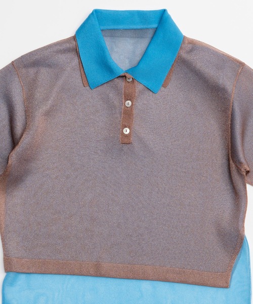 2026SPRING PRE-ORDER】Layered Sheer Knit Polo/レイヤードシアー