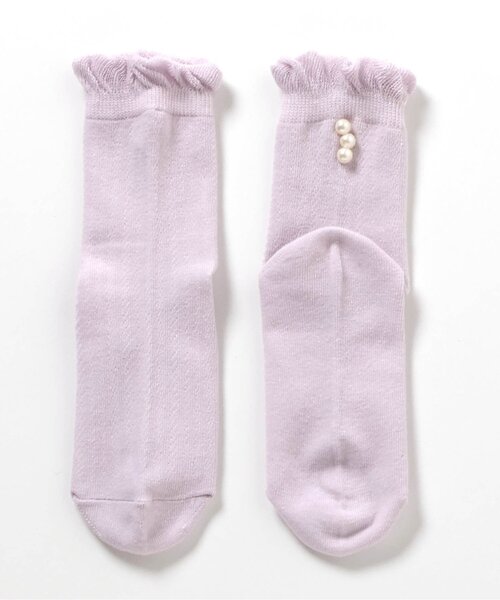 apres les cours(アプレレクール)の「パール付きクルーソックス(ソックス/靴下・キッズ・ブラック/ラベンダー/オフホワイト・12/15 /18/21)」の18枚目の写真