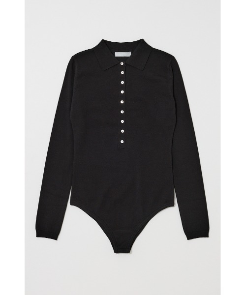 MOUSSY(マウジー)の「WITH COLLAR KNIT ボディースーツ(Tシャツ/カットソー・レディース・ブラック/ライトブルー・FREE)」の3枚目の写真