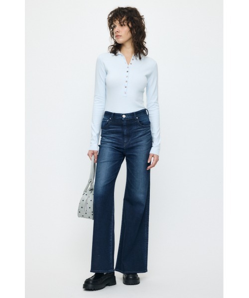 MOUSSY(マウジー)の「WITH COLLAR KNIT ボディースーツ(Tシャツ/カットソー・レディース・ブラック/ライトブルー・FREE)」の5枚目の写真