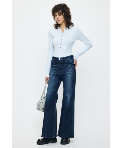 MOUSSY(マウジー)の「WITH COLLAR KNIT ボディースーツ(Tシャツ/カットソー・レディース・ブラック/ライトブルー・FREE)」の6枚目の写真