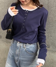RANAN | レイヤードヘンリーネックリブＴシャツ(Tシャツ/カットソー)