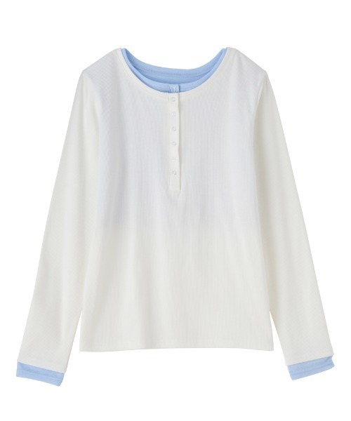 RANAN(ラナン)の「【26AW新色追加】レイヤードヘンリーネックリブTシャツ(Tシャツ/カットソー・レディース・グレー/ブラック/ホワイト/ネイビー・L/LL/M)」の16枚目の写真