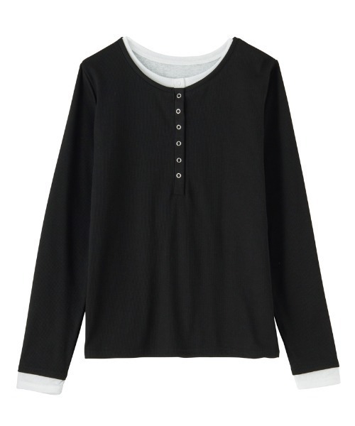 RANAN(ラナン)の「【26AW新色追加】レイヤードヘンリーネックリブTシャツ(Tシャツ/カットソー・レディース・グレー/ブラック/ホワイト/ネイビー・L/LL/M)」の17枚目の写真