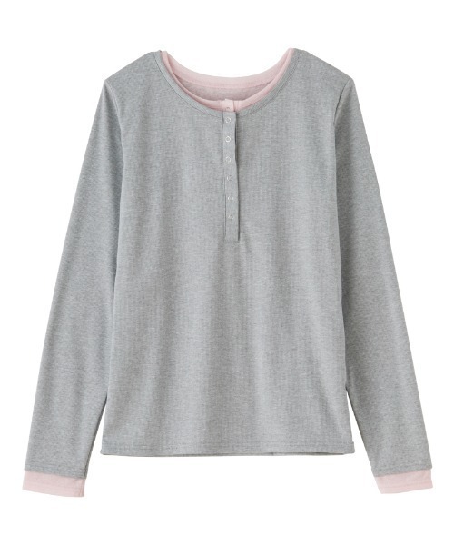 RANAN(ラナン)の「【26AW新色追加】レイヤードヘンリーネックリブTシャツ(Tシャツ/カットソー・レディース・グレー/ブラック/ホワイト/ネイビー・L/LL/M)」の18枚目の写真