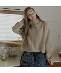Turtleneck Crop Knit Pullover - GREY
