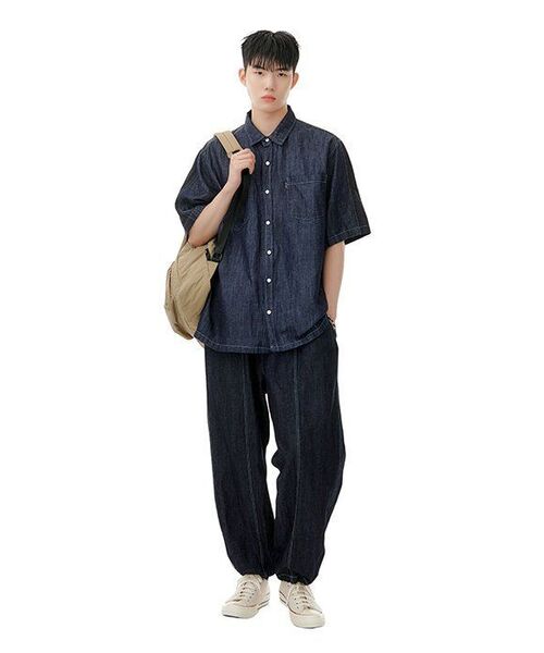 GOSTREET(ゴーストリート)の「オーバーサイズハーフシャツ - デニム+ナイロン(シャツ/ブラウス・メンズ・その他・LARGE/MEDIUM)」の10枚目の写真
