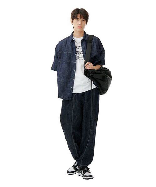 GOSTREET(ゴーストリート)の「オーバーサイズハーフシャツ - デニム+ナイロン(シャツ/ブラウス・メンズ・その他・LARGE/MEDIUM)」の9枚目の写真