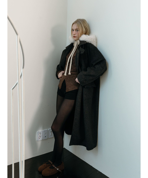 MOIFAIRE(モイフェア)の「BALMACAAN WOOL DOUBLE COAT / CHARCOAL(チェスターコート・レディース・チャコール・FREE)」の3枚目の写真