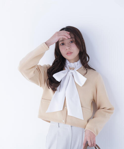 NATURAL BEAUTY BASIC（ナチュラルビューティーベーシック）の「◇シルクブレンドカーディガン（カーディガン/ボレロ・レディース・オレンジ/グレー/ネイビー/ブルー/オフホワイト・FREE）」の16枚目の写真