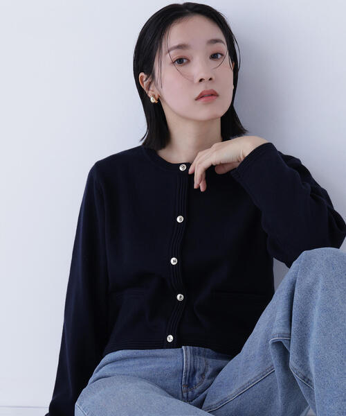 NATURAL BEAUTY BASIC（ナチュラルビューティーベーシック）の「◇シルクブレンドカーディガン（カーディガン/ボレロ・レディース・オレンジ/グレー/ネイビー/ブルー/オフホワイト・FREE）」の4枚目の写真