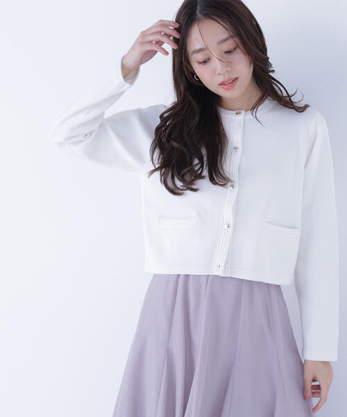 NATURAL BEAUTY BASIC（ナチュラルビューティーベーシック）の「◇シルクブレンドカーディガン（カーディガン/ボレロ・レディース・オレンジ/グレー/ネイビー/ブルー/オフホワイト・FREE）」の2枚目の写真