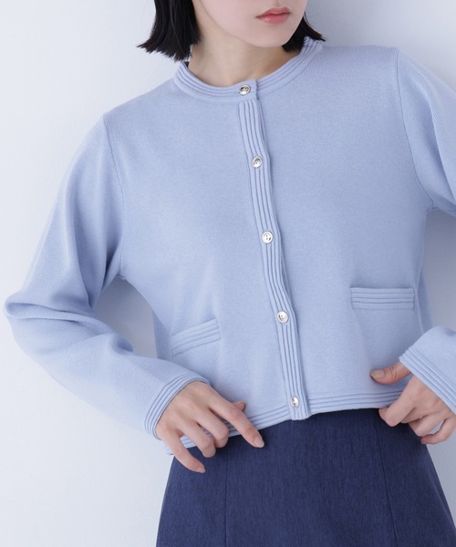 NATURAL BEAUTY BASIC（ナチュラルビューティーベーシック）の「◇シルクブレンドカーディガン（カーディガン/ボレロ・レディース・オレンジ/グレー/ネイビー/ブルー/オフホワイト・FREE）」の6枚目の写真