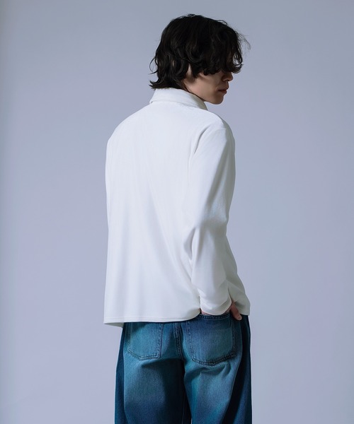 improves（インプローブス）の「【Unisex】ベロア素材 ショート シャツ カーディガン（シャツ/ブラウス・メンズ・ブラック/オフホワイト/ダークブラウン・MEDIUM/LARGE）」の11枚目の写真